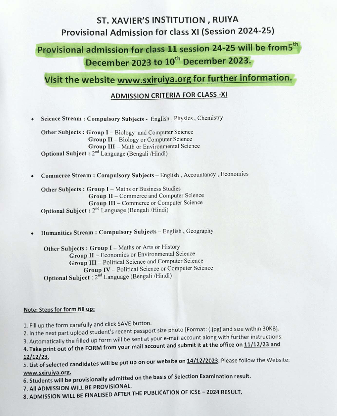 NATIONAL UNIVERSITY ADMISSION NOTICE 2024 25 visual data 6